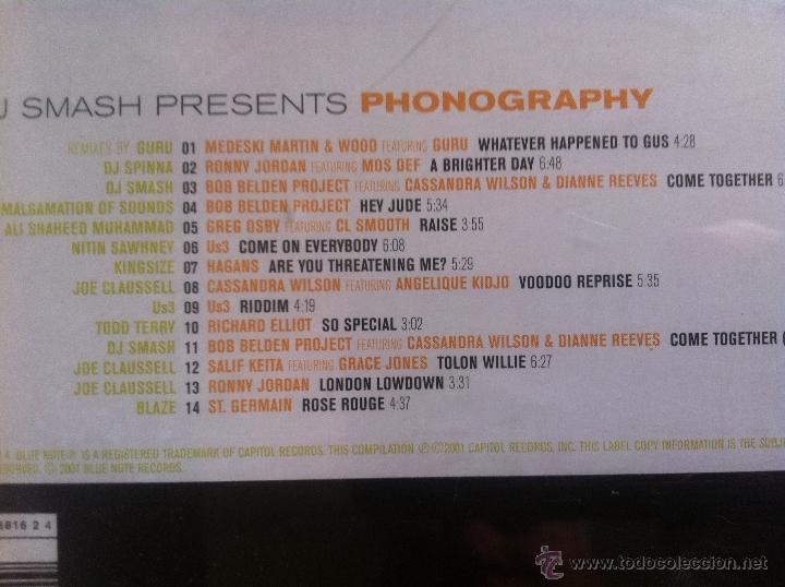 CDs de m&uacute;sica: CD DJ SMASH PRESENTS PHONOGRAPHY-VARIOS - Foto 2