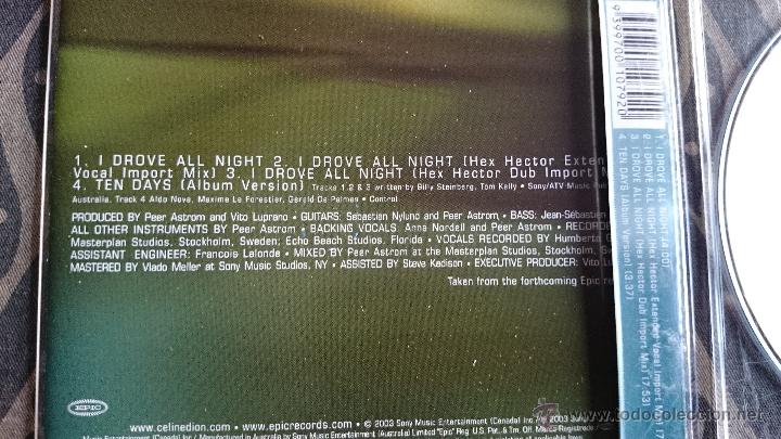 CDs de m&uacute;sica: CD SINGLE CELINE DION I DROVE ALL NIGHT - Foto 2