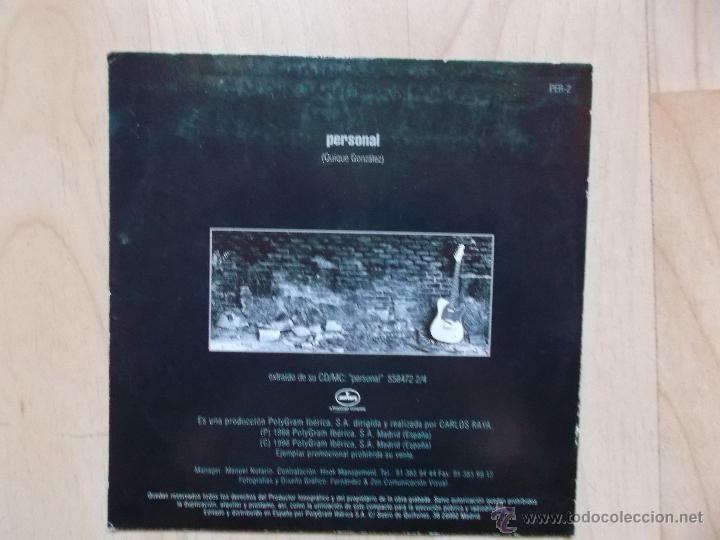 CDs de m&uacute;sica: QUIQUE GONZALEZ PERSONAL CD SINGLE DE CARTON - Foto 2