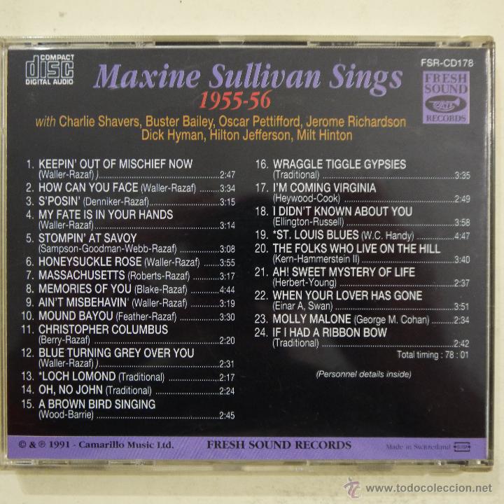 CDs de m&uacute;sica: MAXINE SULLIVAN - SINGS 1955-56 - CD 1991 - Foto 2