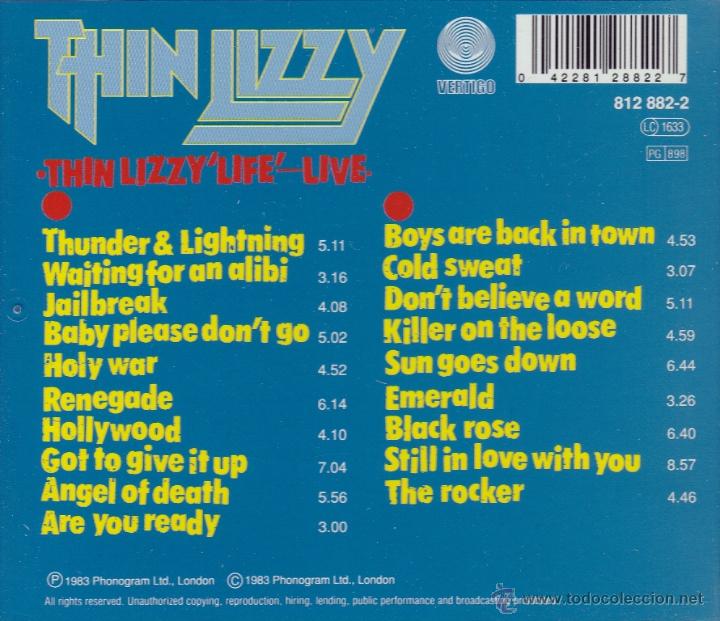 CDs de m&uacute;sica: THIN LIZZY - LIVE - 2 compact disc.mirar portes antes de comprar - Foto 2