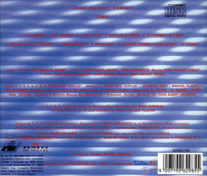 CDs de m&uacute;sica: SERRAT - UTOPIA - compact disc.mirar portes antes de comprar - Foto 2