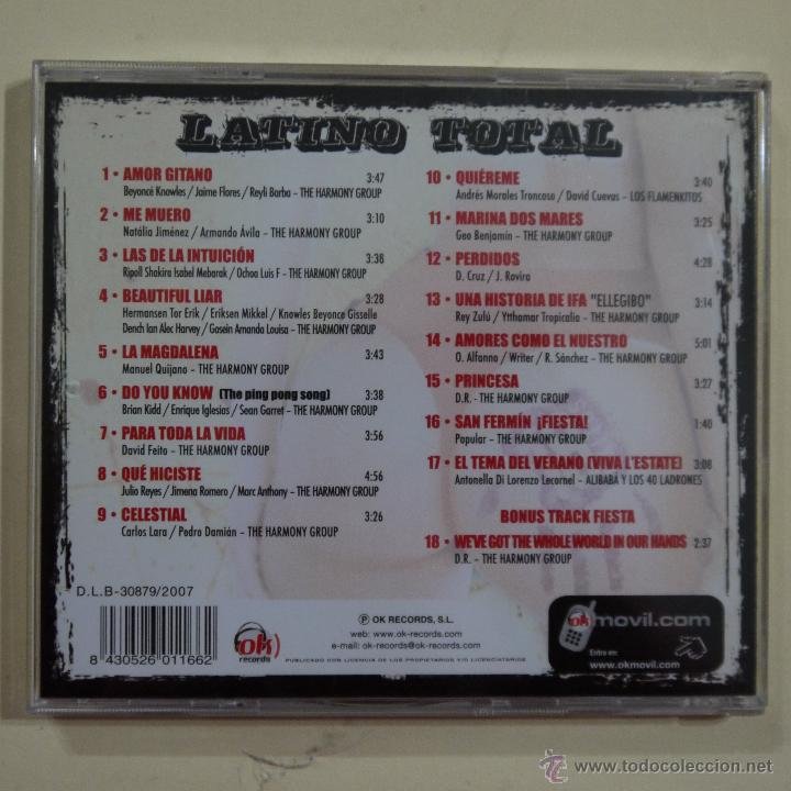CDs de m&uacute;sica: LATINO TOTAL - 18 &Eacute;XITOS - CD 2007 - Foto 2
