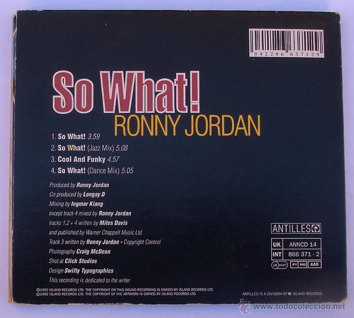 CDs de m&uacute;sica: RONNY JORDAN - SO WHAT! (CD) - Foto 2