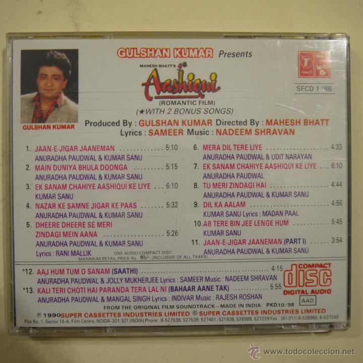 CDs de m&uacute;sica: GULSHAN KUNAR PRESENTS AASHIQUI - CD 1990 - Foto 2