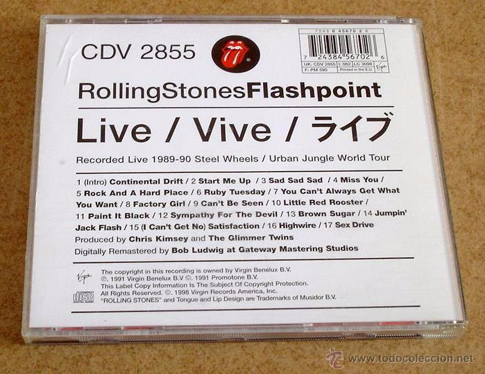 CDs de m&uacute;sica: ROLLING STONES - FLASHPOINT (CD) - 1991 - 17 TEMAS - Foto 3