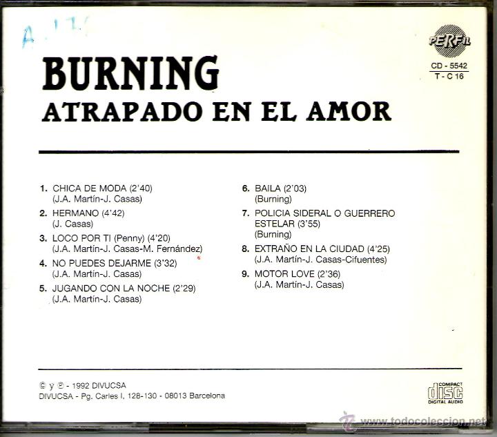 CDs de m&uacute;sica: BURNING - ATRAPADO EN EL AMOR - Foto 2