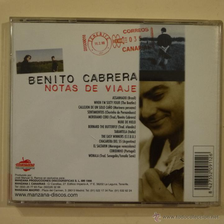 CDs de m&uacute;sica: BENITO CABRERA - NOTAS DE VIAJE - CD 1998 - Foto 2