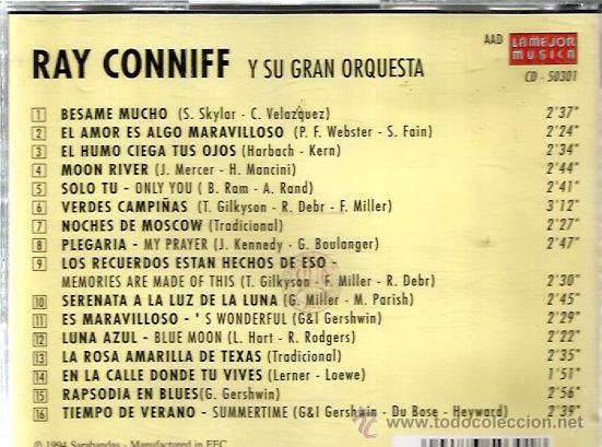CDs de m&uacute;sica: CD RAY CONNIFF Y SU GRAN ORQUESTA ( 16 TEMAS ) - Foto 2