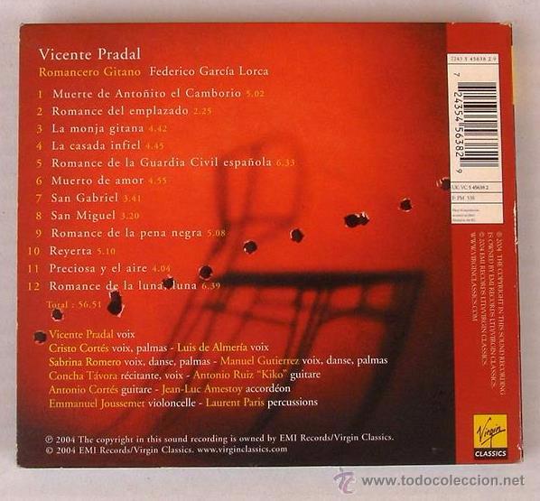CDs de m&uacute;sica: VICENTE PRADAL - ROMANCERO GITANO (CD) - Foto 3