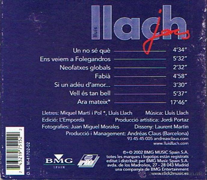 CDs de m&uacute;sica: CD LLU&Iacute;S LLACH  JOCS - Foto 2