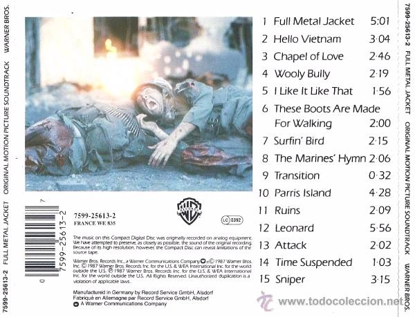 CDs de m&uacute;sica: STANLEY KUBRICKS - FULL METAL JACKET - CD - Foto 2