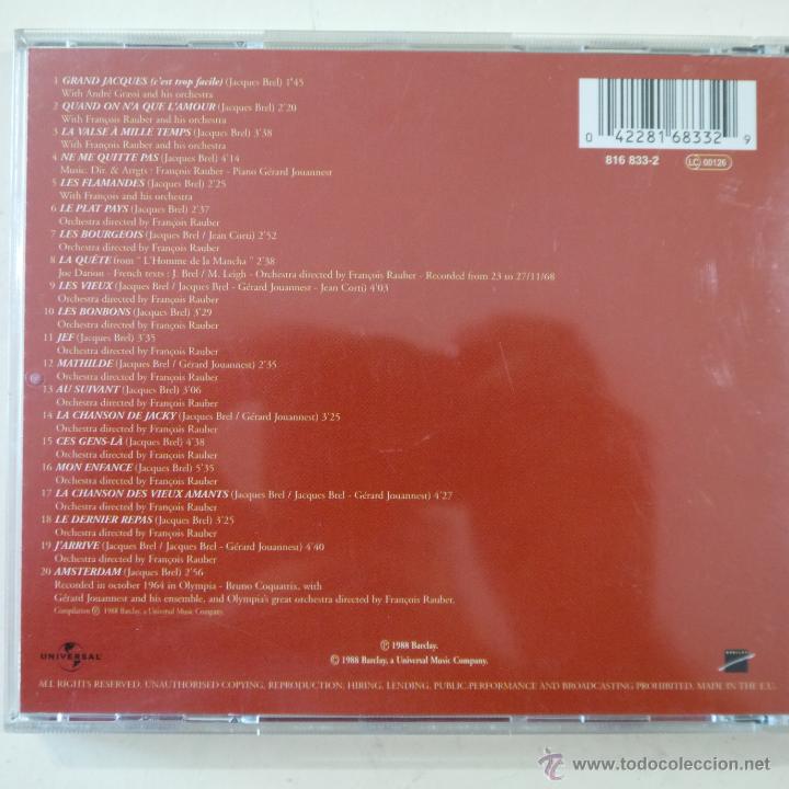 CDs de m&uacute;sica: JACQUES BREL - QUINZE ANS DAMOUR - CD 1998 - Foto 2