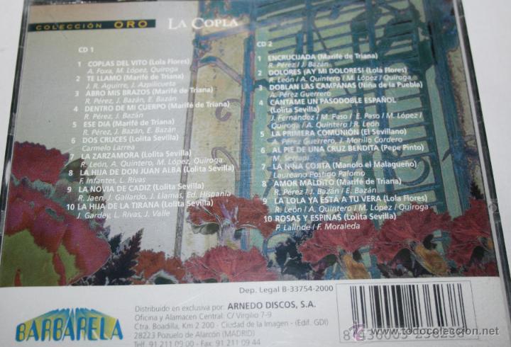 CDs de m&uacute;sica: DOBLE CD, LA COPLA, COLECCION ORO, BARBARELA 2000, COMPACT DISC - Foto 2
