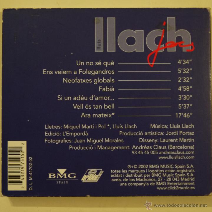 CDs de m&uacute;sica: LLU&Iacute;S LLACH - JOCS - CD 2002 - Foto 2