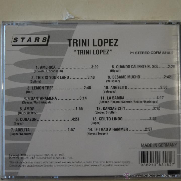 CDs de m&uacute;sica: TRINI LOPEZ - TRINI LOPEZ - CD 1993 - Foto 2