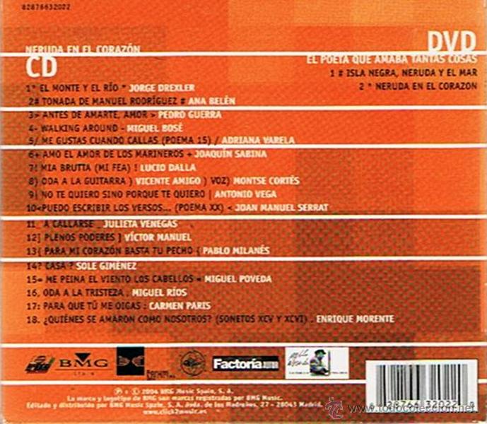 CDs de m&uacute;sica: NERUDA EN EL CORAZ&Oacute;N DVD + CD - Foto 3