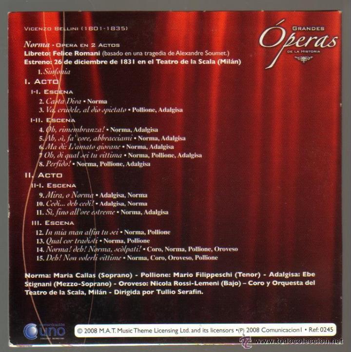 CDs de m&uacute;sica: CD GRANDES OPERAS - NORMA DE BELLINI - Foto 2