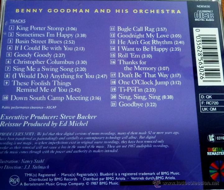 CDs de m&uacute;sica: Benny Goodman and his Orchestra. Sing, sing, sing - Foto 2