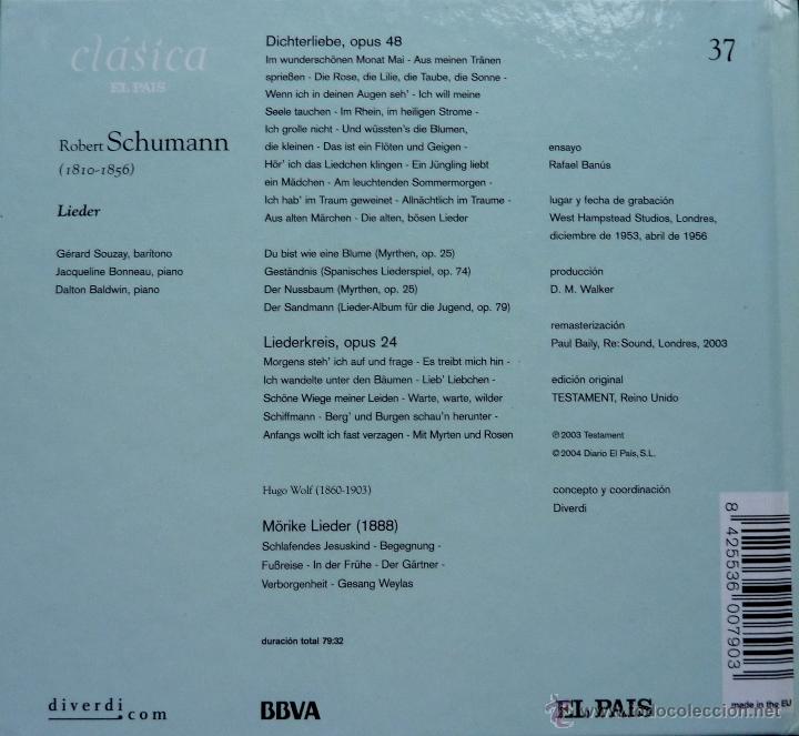 CDs de m&uacute;sica: Schumann. Lieder. - Foto 2