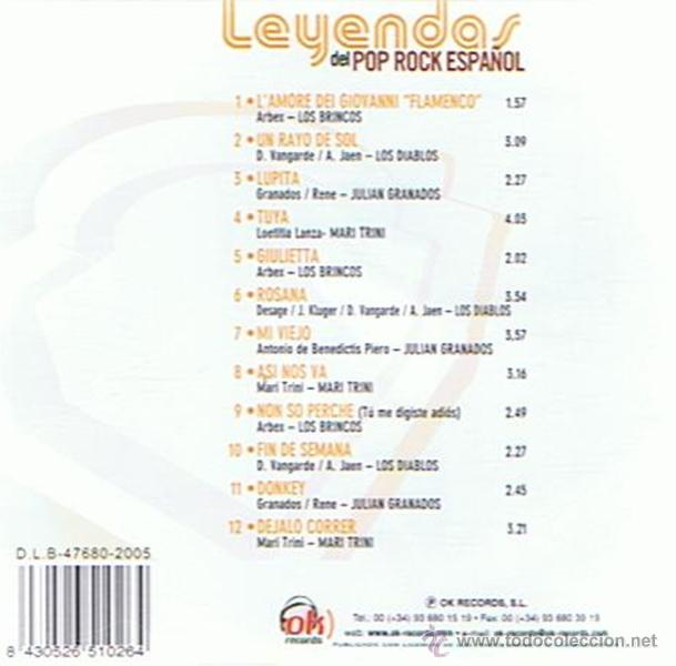 CDs de m&uacute;sica: CD LEYENDAS DEL POP ROCK ESPA&Ntilde;OL - Foto 2