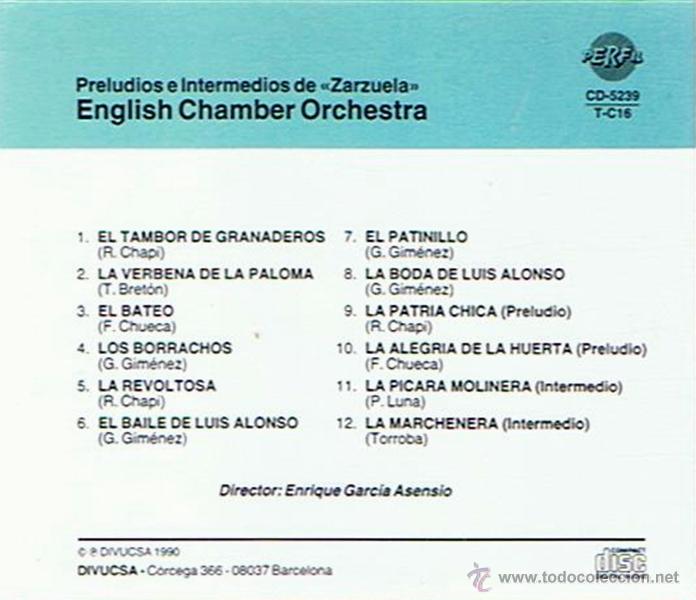 CDs de m&uacute;sica: CD PRELUDIOS E INTERMEDIOS DE ZARZUELA - Foto 2