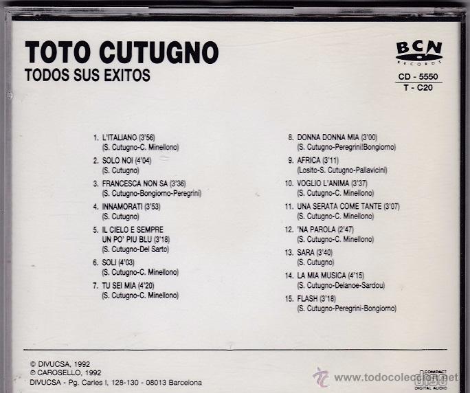 CDs de m&uacute;sica: Toto Cutugno - Todos Sus &Eacute;xitos - Foto 2