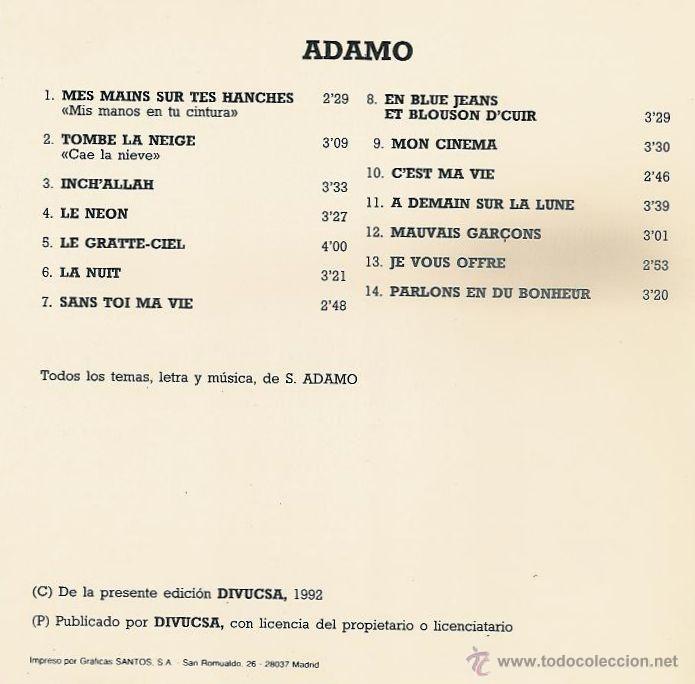 CDs de m&uacute;sica: adamo 1992 - Foto 2