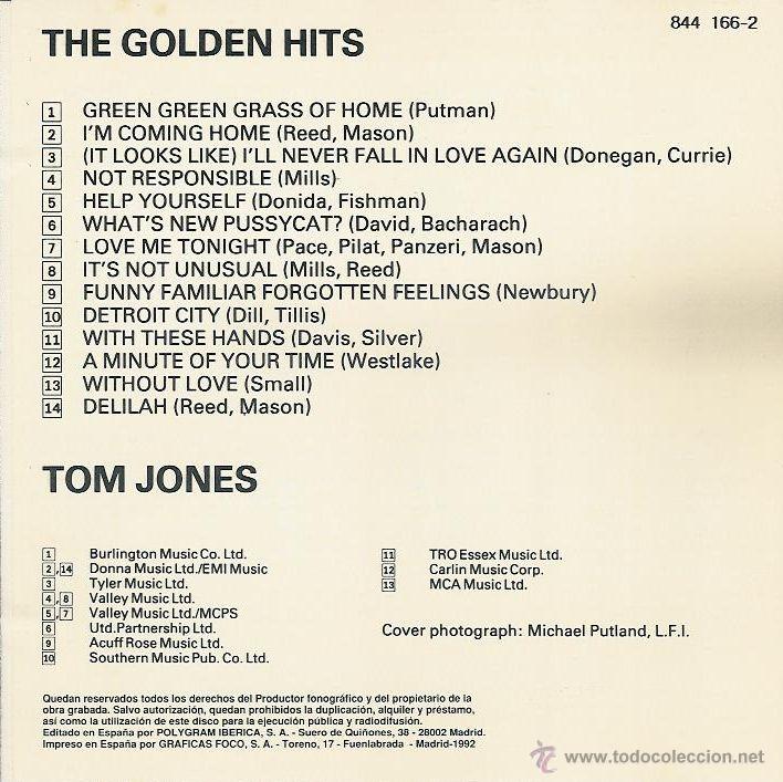 CDs de m&uacute;sica: tom jones - the golden hits cd - Foto 2