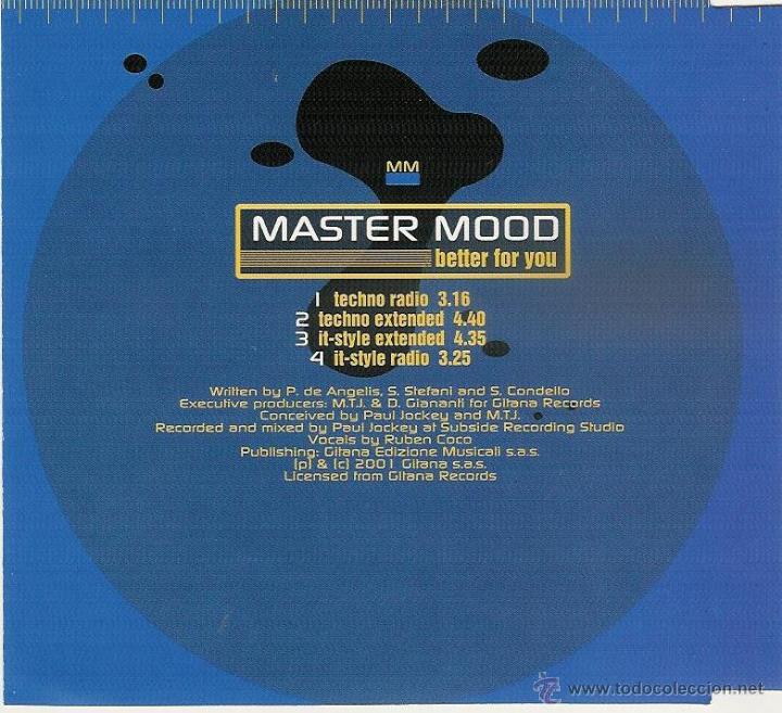 CDs de m&uacute;sica: master mood  - better for yoy -maxi cd  - a&ntilde;o 2001 - Foto 2