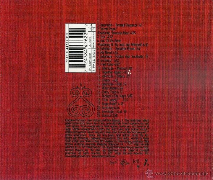 CDs de m&uacute;sica: janet - the velvet rope - cd - Foto 2