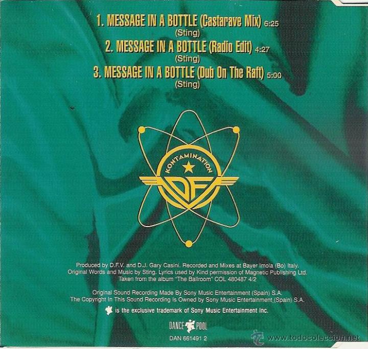 CDs de m&uacute;sica: dance floor virus - message in a bottle - cd maxi single - Foto 2