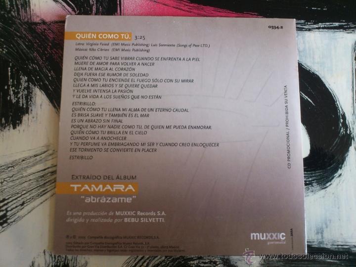 CDs de m&uacute;sica: TAMARA - QUIEN COMO T&Uacute; - CD SINGLE - PROMO - MUXXIC - 2003 - Foto 2