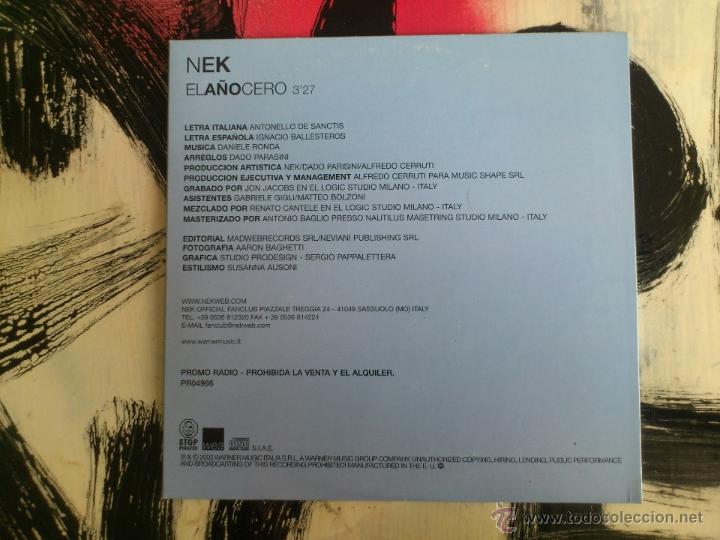 CDs de m&uacute;sica: NEK - EL A&Ntilde;O CERO - CD SINGLE - PROMO - WARNER - 2003 - Foto 2