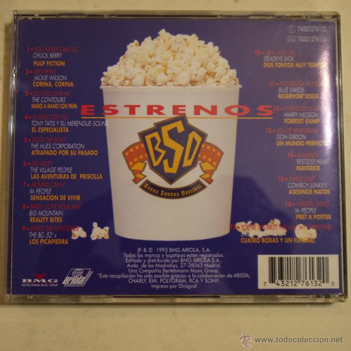 CDs de m&uacute;sica: BSO ESTRENOS - 17 &Eacute;XITOS DE PEL&Iacute;CULA EN VERSI&Oacute;N ORIGINAL - CD 1995 - Foto 2