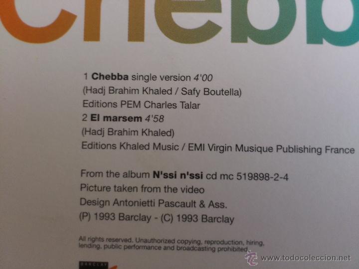 CDs de m&uacute;sica: KHALED - CHEBBA - EL MARSEM - CD SINGLE - PROMO - BARCLAY - 1993 - Foto 3