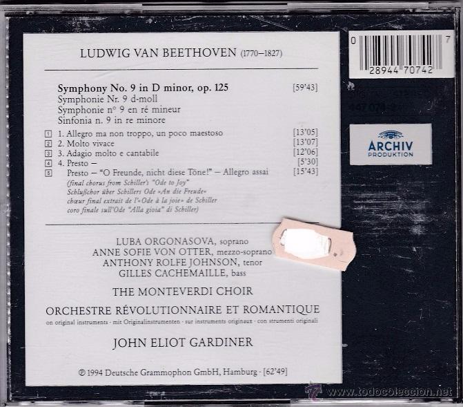 CDs de m&uacute;sica: Beethoven - Symphony N&ordm; 9 - Gardiner - Foto 2