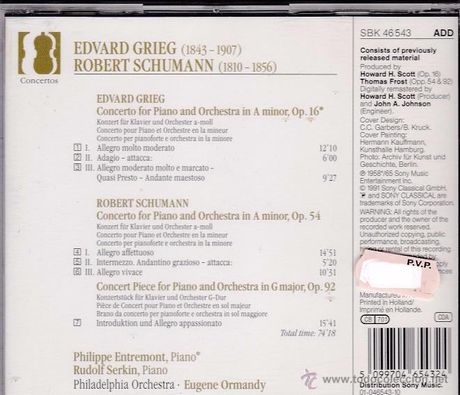 CDs de m&uacute;sica: Grieg - Schumann - Serkin - Ormandy - Foto 2