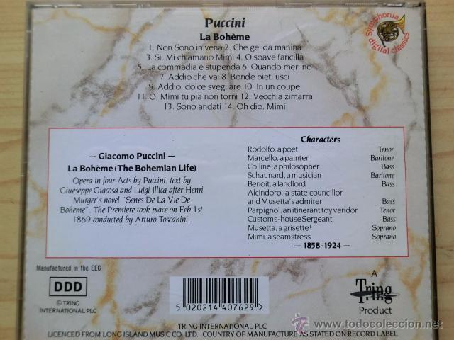 CDs de m&uacute;sica: Puccini - La Boh&egrave;me - selecci&oacute;n - Foto 2