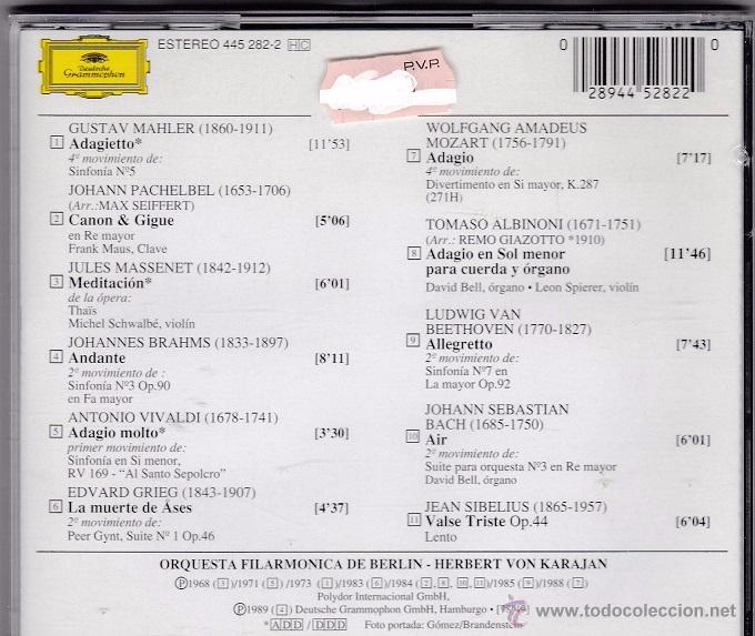 CDs de m&uacute;sica: Adagio Karajan - Foto 2