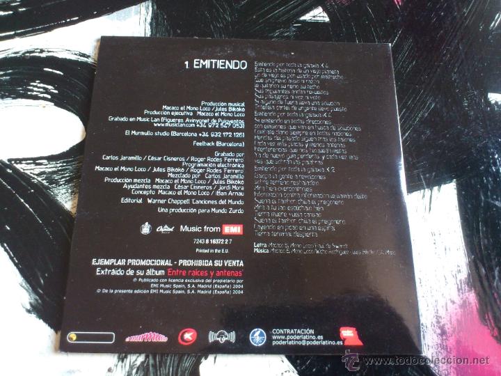 CDs de m&uacute;sica: MACACO - EMITIENDO - CD SINGLE - PROMO - EMI - 2004 - Foto 2