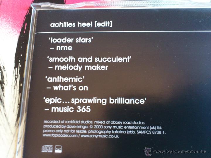 CDs de m&uacute;sica: TOPLOADER - ACHILLES HEEL - CD SINGLE - PROMO - SONY - 2000 - Foto 3