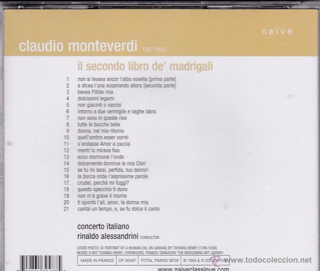 CDs de m&uacute;sica: Monteverdi - Il secondo libro de Madrigali - Rinaldo Alessandrini - Foto 2
