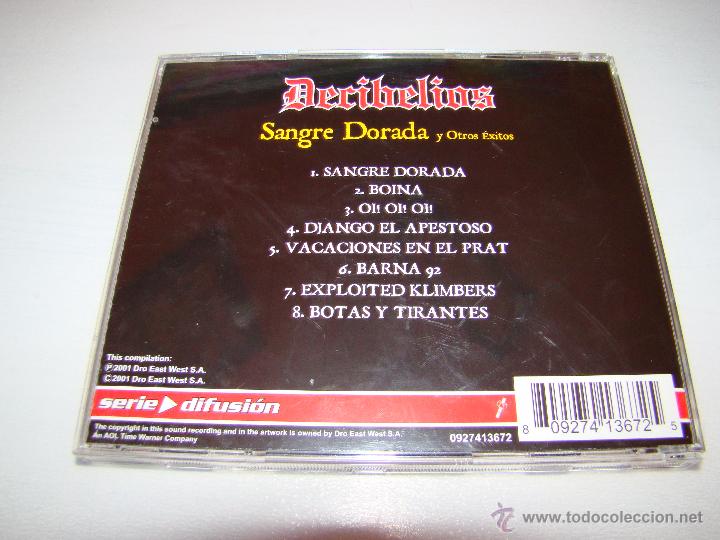 CDs de m&uacute;sica: CD DECIBELIOS - SANGRE DORADA Y OTROS EXITOS - Foto 2