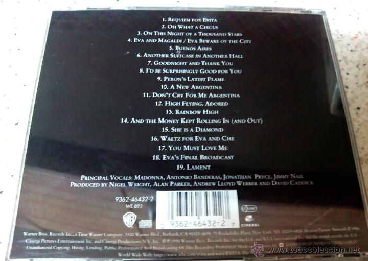 CDs de m&uacute;sica: CD BANDA SONORA DE LA PEL&Iacute;CULA EVITA. - Foto 2