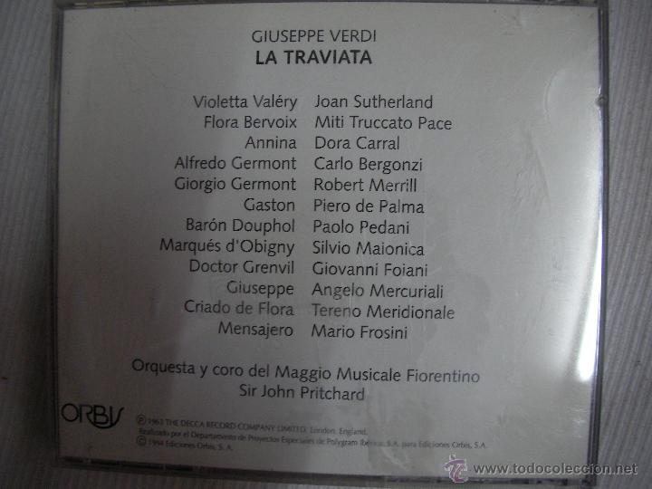 CDs de m&uacute;sica: ANTIGUO CD - LA TRAVIATA - ENVIO GRATIS A ESPA&Ntilde;A - Foto 2
