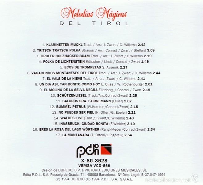 CDs de m&uacute;sica: CD MELOD&Iacute;AS M&Aacute;GICAS DEL TIROL - Foto 2