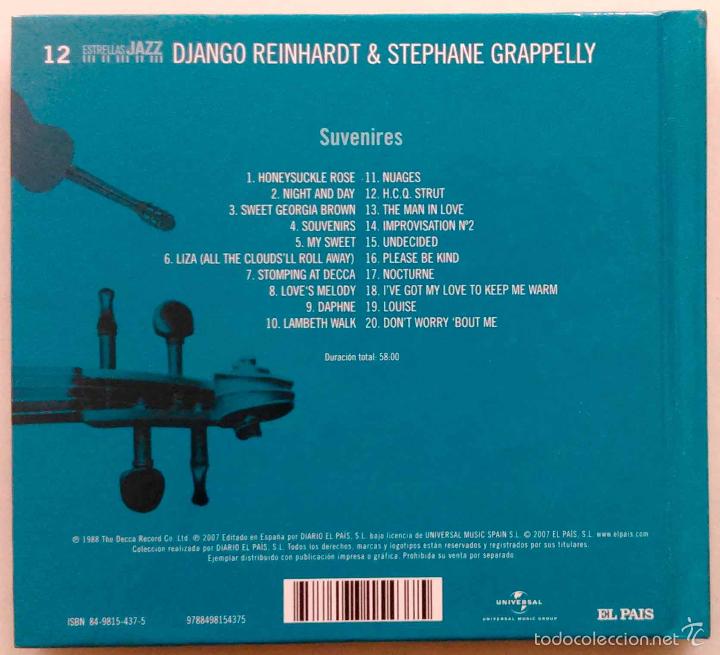 CDs de m&uacute;sica: DJANGO REINHARDT & STEPHANE GRAPPELLY - SOUVENIRS - CD LIBRO EL PA&Iacute;S - Foto 2