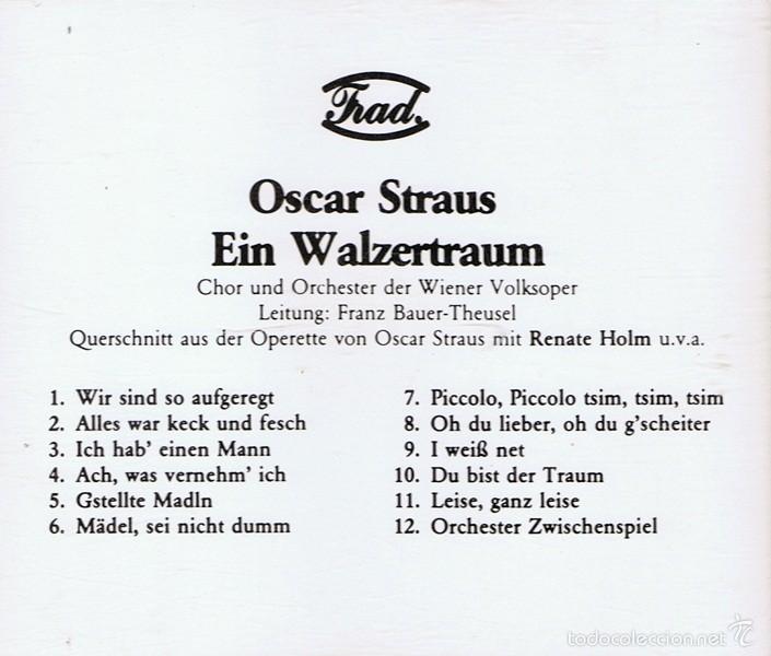 CDs de m&uacute;sica: CD OSCAR STRAUS &uml;EIN WALZERTRAUM&uml; - Foto 2