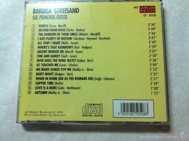 CDs de m&uacute;sica: CD - Barbra streisand  (sus primeros &eacute;xitos) - 1994 - Foto 2
